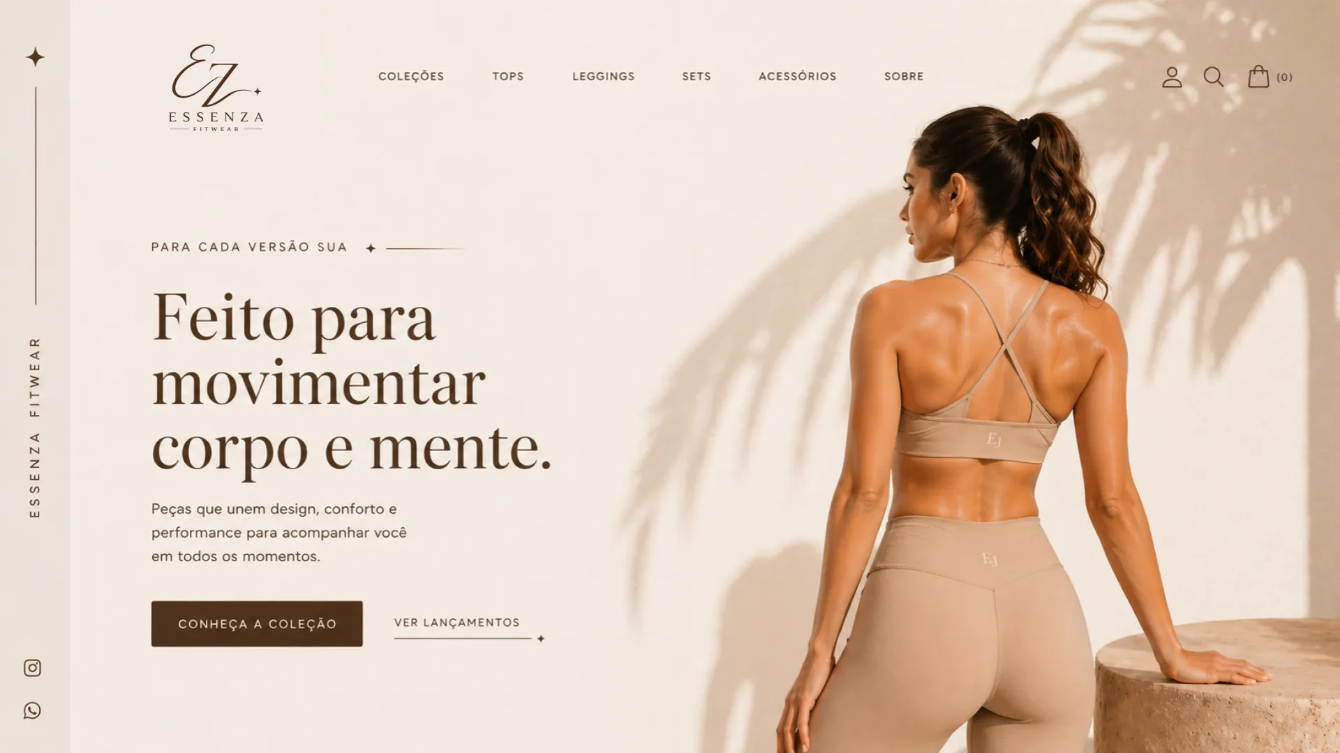 Página inicial do e-commerce da Essenza