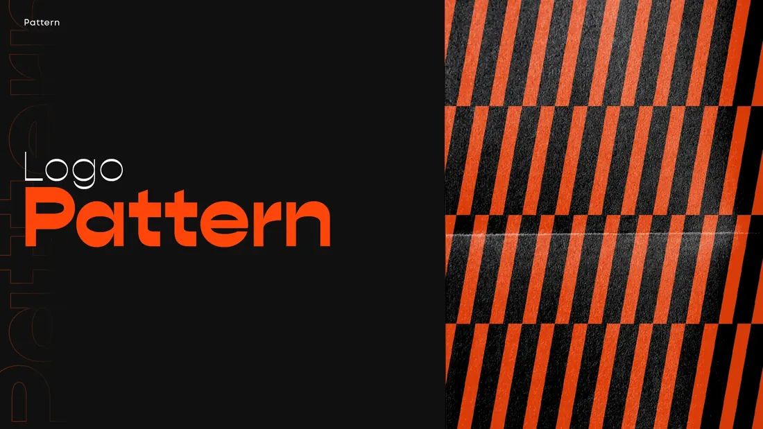 Pattern de faixas diagonais em laranja sobre preto