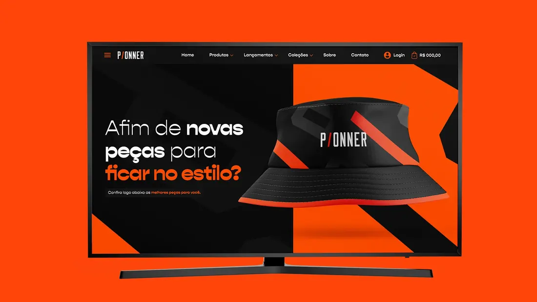 Página inicial do site da Plonner exibida em um monitor
